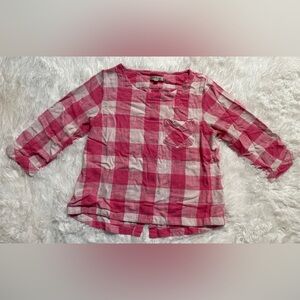 Orvis Western Cowgirl Cottage Outdoor Linen Check Blouse Top Checkered Pink M
